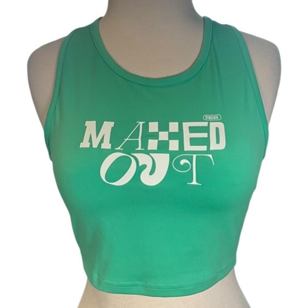 Gymshark Cropped Tank Top Green Made Out Graphic Racerback Athletic Gym S